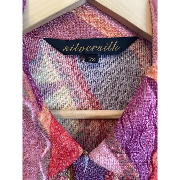 Vtg Silversilk Shirt Cardigan Sweater Mens 3XL Retro Mod Abstract Art To Wear - Picture 3 of 12